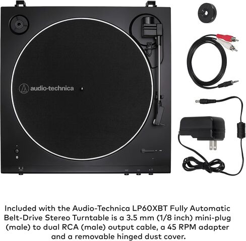 Audio-Technica AT-LP60XBT Bluetooth Stereo Turntable (Black) Bundle with 3' Powered Bluetooth Studio Monitors - Pair (2 Items) in Saudi Arabia