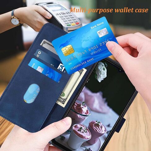 حافظة A15 5G، حافظة لهاتف Samsung A15 5G، فتحات حامل البطاقات، حزام معصم TPU داخلي واقي A15، حافظة هاتف A15، حافظة جلدية قابلة للطي من جلد البولي يوريثان لهاتف Samsung Galaxy A15 (2024) (أزرق) in Kuwait