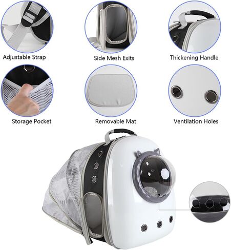 Parhjiv Cat Backpack Carrier, Back Expandable Cat Bubble Backpack for Cats Kitten Small Puppy, Airline Approved Cat Bubble Backpack, Space Capsule Astronaut Cat Carrier in Saudi Arabia