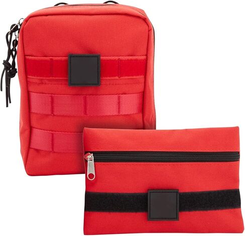 Wellbrite 2 Piece Set Empty First Aid Bags, Med Kit Tactical Pouches for Medical Supplies and Gear (2 Sizes, Red) in Kuwait