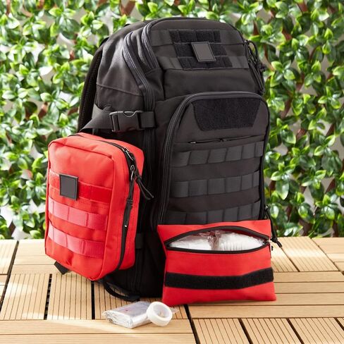 Wellbrite 2 Piece Set Empty First Aid Bags, Med Kit Tactical Pouches for Medical Supplies and Gear (2 Sizes, Red) in Kuwait