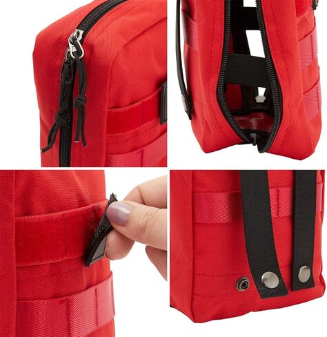 Wellbrite 2 Piece Set Empty First Aid Bags, Med Kit Tactical Pouches for Medical Supplies and Gear (2 Sizes, Red) in Kuwait