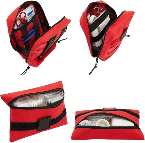 Wellbrite 2 Piece Set Empty First Aid Bags, Med Kit Tactical Pouches for Medical Supplies and Gear (2 Sizes, Red) in Kuwait