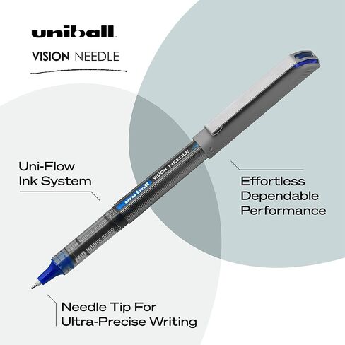 uni-ball Vision Stick Needle Fine Point Roller Ball Pens, 5 Black Ink Pens (1734912) in Saudi Arabia
