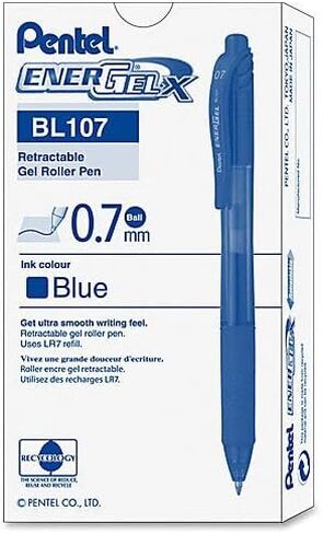 Pentel EnerGel-X Retractable Liquid Gel Pen, 0.7 mm, Blue, Pack of 12 in Saudi Arabia