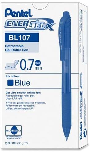 Pentel EnerGel-X Retractable Liquid Gel Pen, 0.7 mm, Blue, Pack of 12 in Saudi Arabia