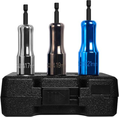 BLACKROBOT 3 قطع RV محول مثقاب مقص التسوية، 1/4 بوصة ساق سداسية سريعة التغيير 17 مم 19 مم 21 مم مجموعة مفك صامولة، فولاذ CR-V مع عملية الطلاء in Kuwait