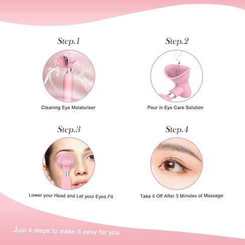 TUUTHWT Ultrasonic Eye Wash Cup, Portable Silicone Eye Wash Kit with Eye Massage Function, Using with Eyewash or Purified Water | Remove Dust | Relieve Eye Fatigue -Pink in Kuwait