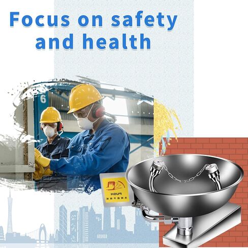 Martians Eye Wash Station Wall Mount Eyewash Station Emergency Eye Rinse Station Stainless Steel Eye Washing Sink Safety First Aid Equipment, with Eyewash Sign, NPT Thread in Saudi Arabia