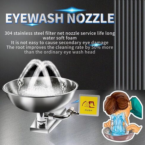Martians Eye Wash Station Wall Mount Eyewash Station Emergency Eye Rinse Station Stainless Steel Eye Washing Sink Safety First Aid Equipment, with Eyewash Sign, NPT Thread in Saudi Arabia