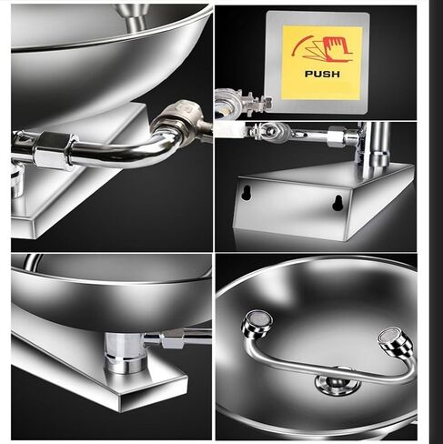 Martians Eye Wash Station Wall Mount Eyewash Station Emergency Eye Rinse Station Stainless Steel Eye Washing Sink Safety First Aid Equipment, with Eyewash Sign, NPT Thread in Saudi Arabia