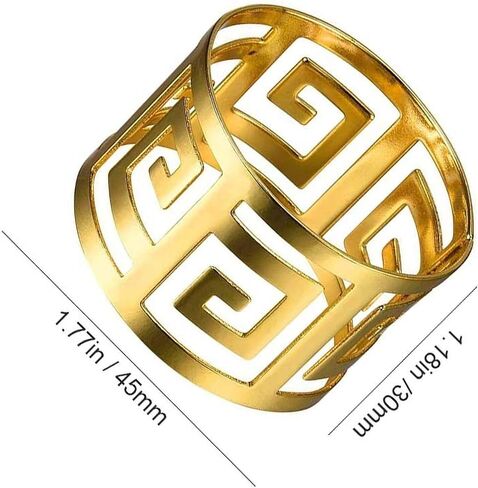 scosao Gold Napkin Rings Set of 6 Hollow Cut Metal Napkin Holder Dining Table Setting Napkin Rings Buckles for Wedding Christmas Party Banquet Dinner in Saudi Arabia