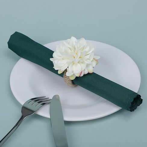 مجموعة مناديل وحلقات قماشية من LXKBD مكونة من 6 قطع، مناديل بوليستر قابلة للغسل وحامل حلقات زهور صناعية لحفلات الزفاف وعشاء الغداء, 18x18 بوصة in Kuwait