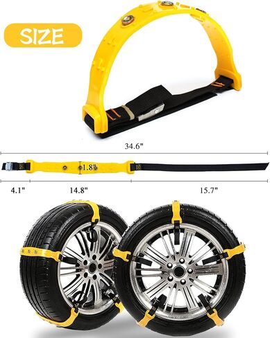 Car Snow Chains Snow Tire Chains for Anti-slip Car Chains Car Emergency Chains All Season Anti-skid Snow Cables Car SUV Tire Cables (Yellow, for Tire Width: 185-295mm/7-11'') in Saudi Arabia
