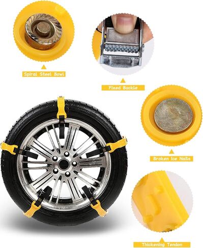 Car Snow Chains Snow Tire Chains for Anti-slip Car Chains Car Emergency Chains All Season Anti-skid Snow Cables Car SUV Tire Cables (Yellow, for Tire Width: 185-295mm/7-11'') in Saudi Arabia