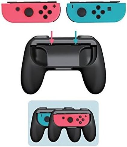 Althemax 2x Joy-Con Controller Remote dock Case Handle Grip Accessory Joy-Con Black For Nintendo Switch Mario Car Racing Games (Black) in Saudi Arabia