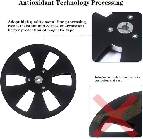 بكرة شريط فارغة، بكرة معدنية من الألومنيوم مقاس 1/4 7 بوصة، من سبائك الألومنيوم، بكرة حمل فارغة عالمية إلى بكرة محور صغير، للبكرة إلى البكرة لـ TEAC/ReVox Studer (أسود) in Kuwait