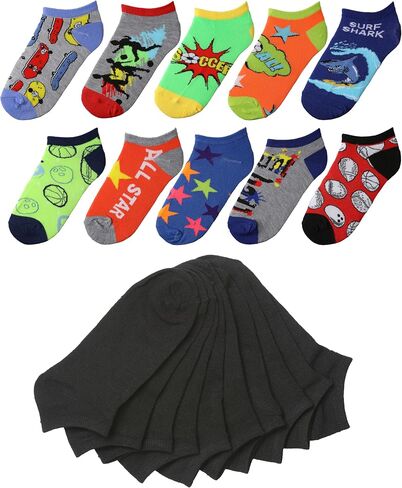 Tipi Toe Big Kids Boys 20 Pairs Classy Lightweight Novelty Colorful Pattern Low Cut/No Show Socks in Saudi Arabia