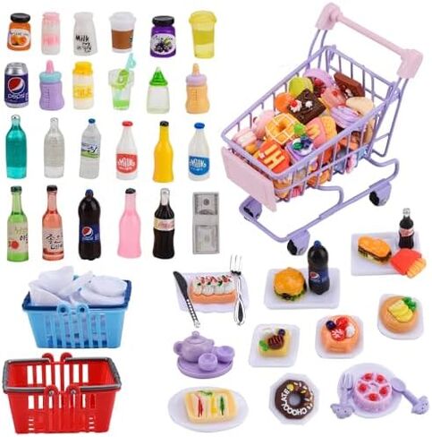 MUYIZI 115 Pcs Miniature Food Drink Bottles Set Mini Food Toys Doll Food Miniature Dollhouse Shopping & Kitchen Accessories for Kids Ages 3+ Model Dollar Bill (Style 3) in Saudi Arabia
