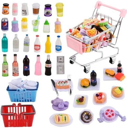MUYIZI 115 Pcs Miniature Food Drink Bottles Set Mini Food Toys Doll Food Miniature Dollhouse Shopping & Kitchen Accessories for Kids Ages 3+ Model Dollar Bill (Style 3) in Saudi Arabia