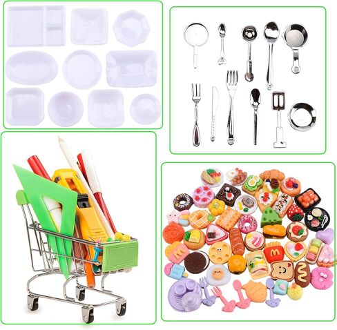 MUYIZI 115 قطعة من زجاجات الطعام والمشروبات المصغرة مجموعة ألعاب طعام صغيرة دمية طعام مصغرة لبيت الدمى للتسوق وإكسسوارات المطبخ للأطفال من سن 3 سنوات فما فوق نموذج فاتورة الدولار (النمط 3) in Kuwait