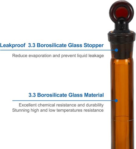 PATIKIL 25ml Volumetric Flask, 2Pcs 3.3 Borosilicate Glass Graduated Volumetric Measuring Flask with Glass Stopper Tolerance 0.31ml for Lab Experiment, Amber in Saudi Arabia