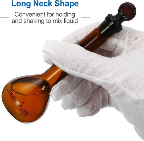 PATIKIL 25ml Volumetric Flask, 2Pcs 3.3 Borosilicate Glass Graduated Volumetric Measuring Flask with Glass Stopper Tolerance 0.31ml for Lab Experiment, Amber in Saudi Arabia
