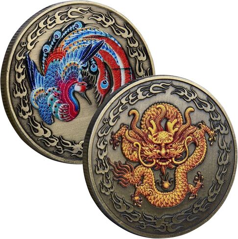 الصينية المقدسة لونج وفينيكس محظوظ عملة اليانصيب تذكرة خدش أداة محظوظ السحر التحدي عملة in Kuwait