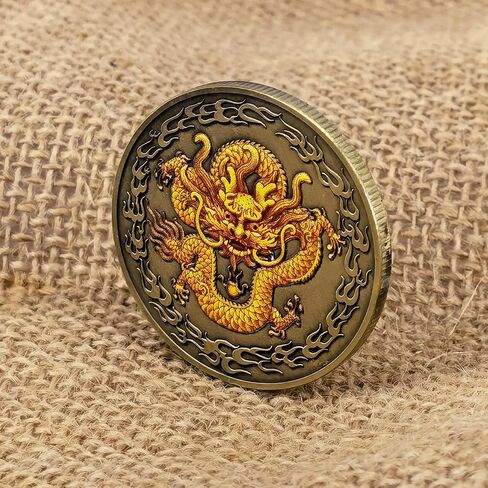 الصينية المقدسة لونج وفينيكس محظوظ عملة اليانصيب تذكرة خدش أداة محظوظ السحر التحدي عملة in Kuwait