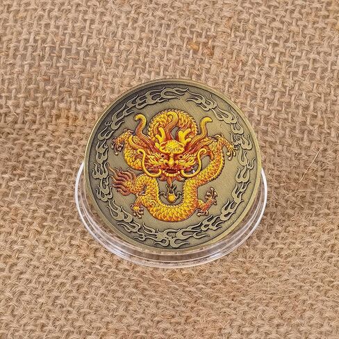 الصينية المقدسة لونج وفينيكس محظوظ عملة اليانصيب تذكرة خدش أداة محظوظ السحر التحدي عملة in Kuwait