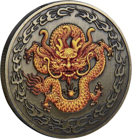 الصينية المقدسة لونج وفينيكس محظوظ عملة اليانصيب تذكرة خدش أداة محظوظ السحر التحدي عملة in Kuwait