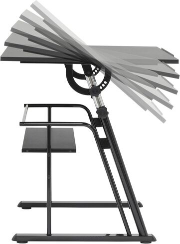 STUDIO DESIGNS Zenith Craft Desk Drafting Table، أعلى قابل للتعديل صياغة طاولة الرسم الحرفية طاولة الرسم مكتب هواية طاولة الكتابة مكتب مكتب الاستوديو، أسود، 13340 in Kuwait