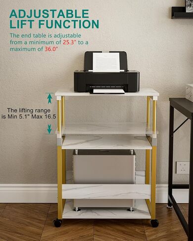 HMFOR Adjustable 3-Tier Computer Tower Stand with Rolling Wheels, Oak in Saudi Arabia