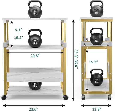 HMFOR Adjustable 3-Tier Computer Tower Stand with Rolling Wheels, Oak in Saudi Arabia