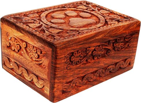 Wooden Pet Memorial Cremation Urns for Ashes Pet Urn Wood Keepsake Paw Box Urns for Cat Dogs Ashes | Cat Memorials in Saudi Arabia