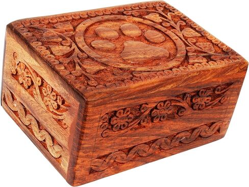 Wooden Pet Memorial Cremation Urns for Ashes Pet Urn Wood Keepsake Paw Box Urns for Cat Dogs Ashes | Cat Memorials in Saudi Arabia