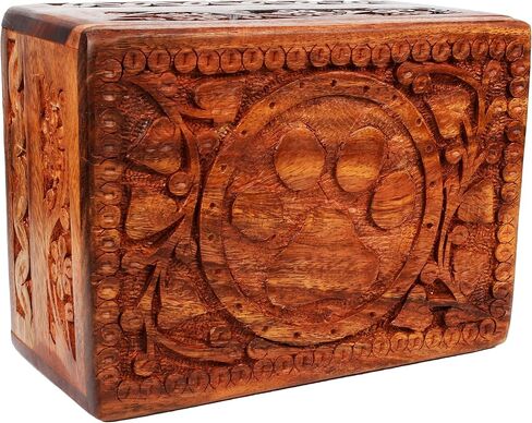 Wooden Pet Memorial Cremation Urns for Ashes Pet Urn Wood Keepsake Paw Box Urns for Cat Dogs Ashes | Cat Memorials in Saudi Arabia