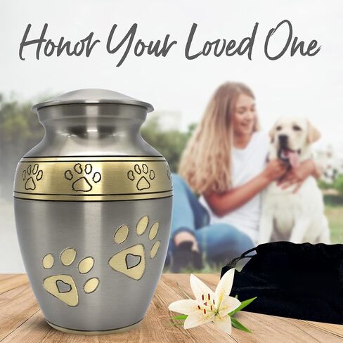 Medium Urns for Pet Ashes - Pet Cremation Urn for Dogs & Cats - Honor Your Loved Furry Friend with Pet Ashes Urn - Pet Memorial Urn for Dogs & Cats - Paw Print Urn for Pets (Silver, Medium) in Saudi Arabia
