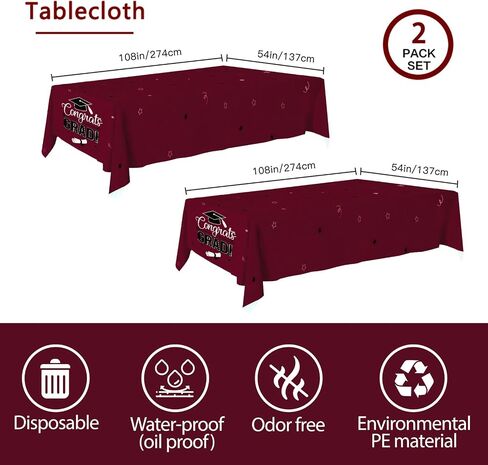 Graduation Party Supplies 2024 Graduation Party decorations Dinnerware Set Maroon Disposable Paper Plates Napkins Cups Tablecloth Banner for Congrats Grad Party Decorations, Serve 25 in Saudi Arabia