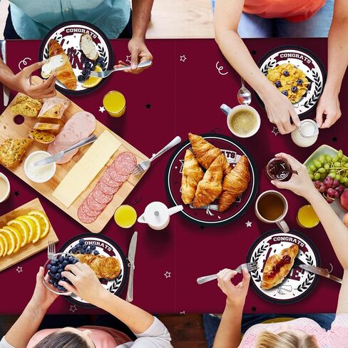 Graduation Party Supplies 2024 Graduation Party decorations Dinnerware Set Maroon Disposable Paper Plates Napkins Cups Tablecloth Banner for Congrats Grad Party Decorations, Serve 25 in Saudi Arabia