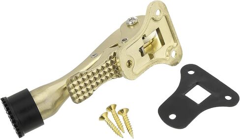 uxcell Kickdown Door Stop, 2Pack One Touch Kickdown Door Stopper Holder with Non-Slip Rubber Tip and Screws, 6-Inch Metal Door Kickstand for Bottom of Door, Gold in Kuwait