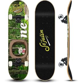 لوح تزلج كامل من Sefulim مقاس 31 × 8 بوصة مكون من 7 طبقات من خشب القيقب الكندي ذو سطح مزدوج مقعر وخدعة تزلج للبنين والبنات والمراهقين والبالغين المبتدئين in Kuwait