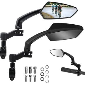 Handlebar Bike Mirror, HD Convex Glass Rear View Mirror with Shatterproof Film, 360° Adjustable Bicycle Mirror for MTB & E-Bike, Fits 21-26mm Handlebars, Left Side Only(Chequer) in Kuwait