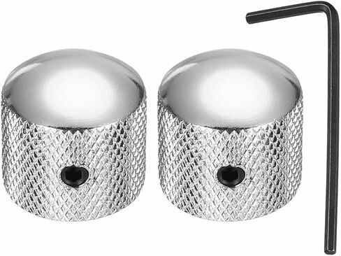 MECCANIXITY 2Pcs Metal Guitar Knobs, 1/4" Universal Volume Tone Audio Control Dome Knobs Bass Speed Control Shaft Knob for Guitar, Bass Accessories with Wrench, Silver in Saudi Arabia