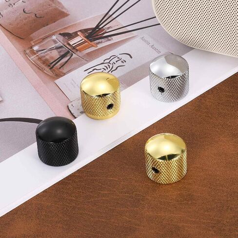 MECCANIXITY 2Pcs Metal Guitar Knobs, 1/4" Universal Volume Tone Audio Control Dome Knobs Bass Speed Control Shaft Knob for Guitar, Bass Accessories with Wrench, Silver in Saudi Arabia