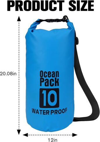10L Waterproof Dry Bag, Floating and Lightweight Bags for Kayaking, Boating, Fishing, Swimming and Camping, Blue in Saudi Arabia