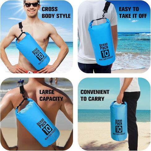 10L Waterproof Dry Bag, Floating and Lightweight Bags for Kayaking, Boating, Fishing, Swimming and Camping, Blue in Saudi Arabia