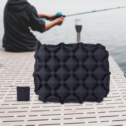 Inflatable Seat Cushion Cushion Comfortable Compact Seat Pad Air Sitting Pad for Boating Outdoor Lawn Fishing Backpacking, Black in Saudi Arabia