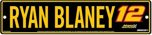 Rico Industries NASCAR Racing Ryan Blaney #12 Black 4" X 17" Plastic Street Sign in Saudi Arabia