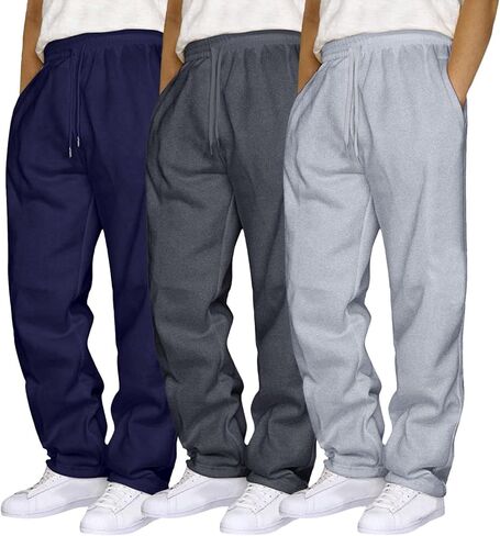 Aniywn Baggy Sweatpants for Men 3 Pack Mens Athletic Sweatpants with Pockets Casual Trousers Workout Gym Joggers Sweatpants in Saudi Arabia